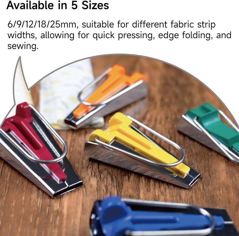 KEARING 5-Size Bias Tape Maker Kit - 1/4" 3/8" 1/2" 3/4" 1" Quilting Tools Set with Metal Guides for DIY Sewing & Fabric Binding | Durable, Non-Slip Design (5-Piece) - Image 5